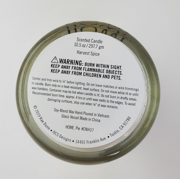 Rae Dunn HOME Candle With Lid White Harvest Spice Scent - Picture 3 of 4